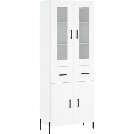 Aparador cómoda mueble de almacenaje organizador cocina salón salón alto 695 x 34 x 180 cm madera de ingeniería blanco 020032693