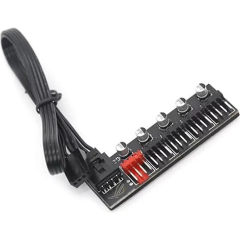 Adaptateur répartiteur de vitesse pour ventilateur de refroidissement PC à 5 ports, compatible avec les câbles d'ordinateur et les connecteurs PWM à 4 broches. (1/4)