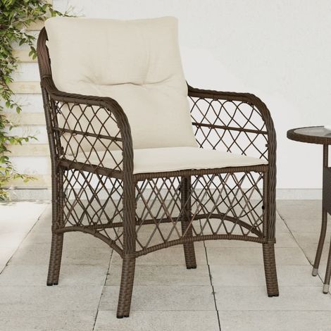 Chaises de jardin avec coussins-Chaise de terrasse-Chaise d'extérieur lot de 2 marron résine tressée 181297 (1/5)