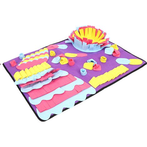 Tapis de fouille lavable pour animaux de compagnie, tapis d'entraînement olfactif, jouet d'éveil stimulant et anti-stress, violet, 68 x 50 cm (1/5)