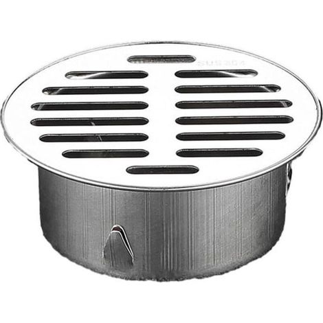 Siphon de sol rond en acier inoxydable de 90 mm - Anti-blocage - Pour le toit extérieur - Avec grand déplacement - Pour jardin, terrasse extérieure (1/5)
