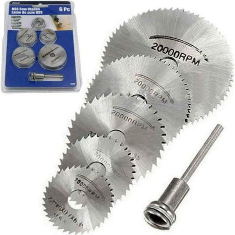 6pcs HSS Rotary Tool, 1/8 gambo HSS sega circolare disco ruota lame da taglio (1/4)