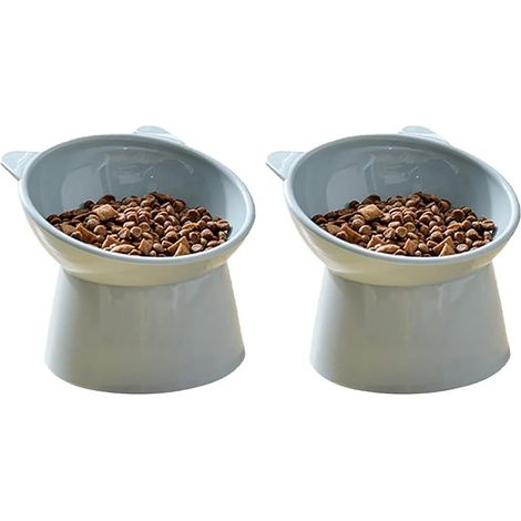 Bol Pour Chat Bol Pour Chien Surélevé - Design Incliné À 45° - Anti-Régurgitation - Antidérapant - Pour Chats À Museau Plat Et Petits Chiens - 2 Pièces