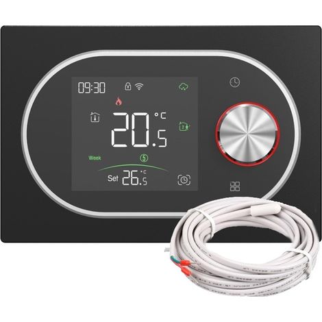Termostato Smart WiFi Beca BAC-9000ALWE Fan Coil con Sonda Expert4house Edition Nero e Silver