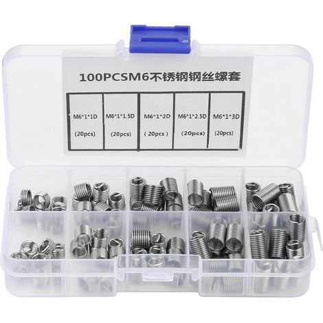 Nets Rprovided Type, 100pcs Insertion Threaded Auto-taraudeurs, M6 Insert threaded, of insertion of thread in wire bit in stainless steel (1/5)