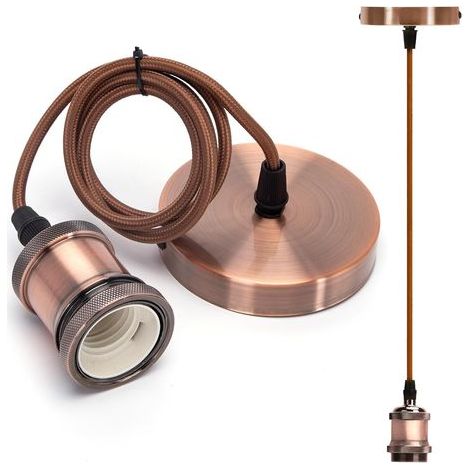 Suspension de Lampe E27 Avec Anneau à Vis, Douille de Lampe E27 Avec Câble, E27 Câble de Lampe Vintage Lampe Suspendue, Câble Lampe Suspendue E27 Douille Avec Câble 1m (1/4)
