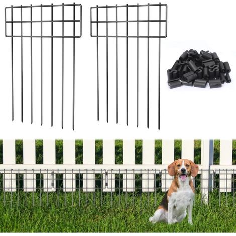 Lot de 2 clôtures barrières pour animaux, jardin décoratif 43x33 cm, piquets antirouille, chien et lapin (1/5)