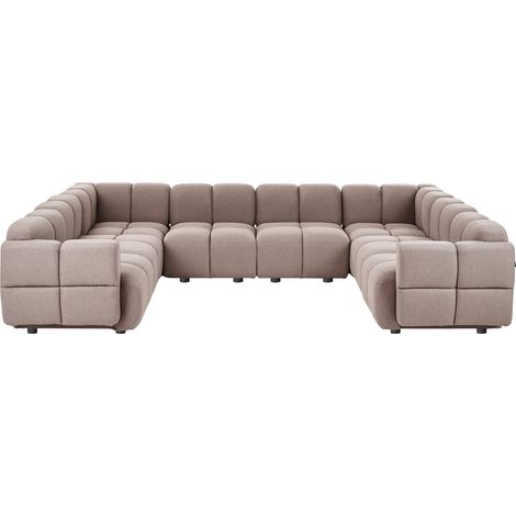 Canapé Moderne en Tissu 8 Places Modulaire en Forme de U Taupe Maksaberg (1/5)