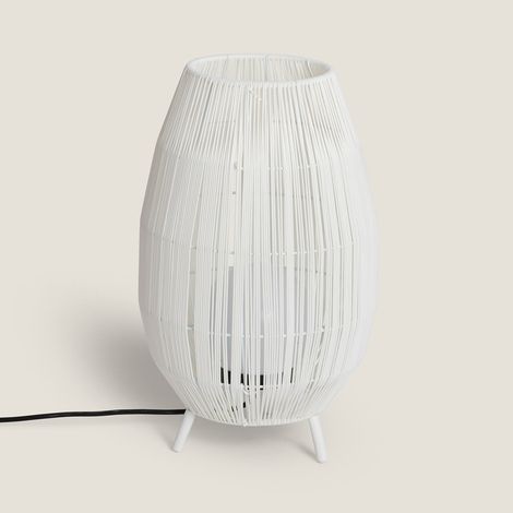 Tischlampe für den Aussenbereich Rattan Annecy Weiß (1/5)