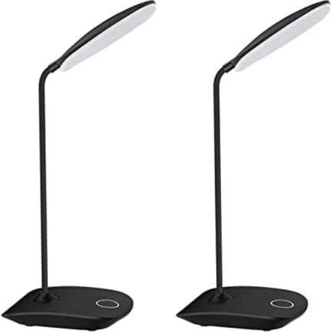 Lampe de bureau à LED, col de cygne flexible, luminosité à 3 niveaux, fonctionnement à piles, commande tactile, portable compacte, lot de 2 (1/4)