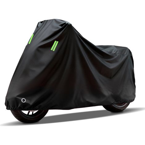 Housse de protection moto imperméable renforcée, bâche anti-UV et anti-poussière pour scooter et moto, couverture extérieure noire taille 2XL 220x90x110cm (1/4)