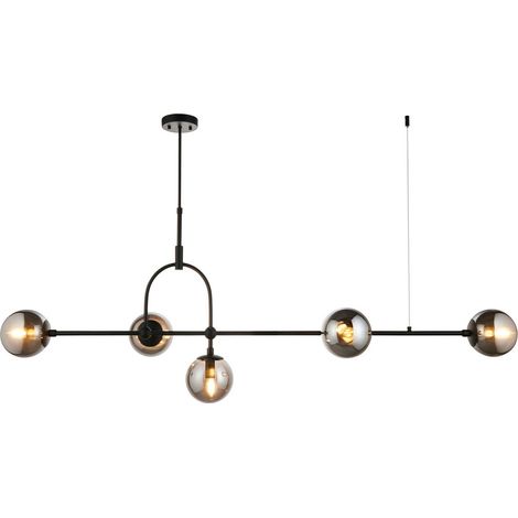 Merano Trieste Plafonnier suspendu Bar noir mat, verre miroir fumé (1/5)