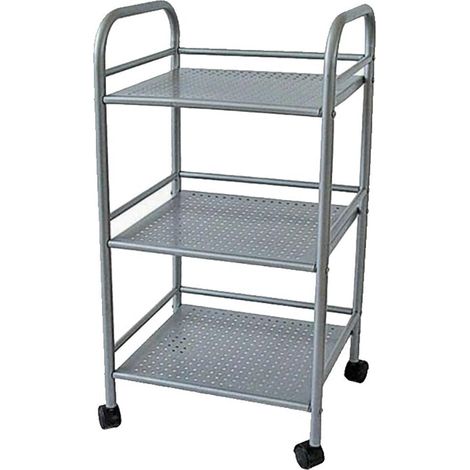 1 Chariot de Rangement, Métal, 3 Étagères, Roues Pivotantes, Cuisine Salle de Bain (1/5)