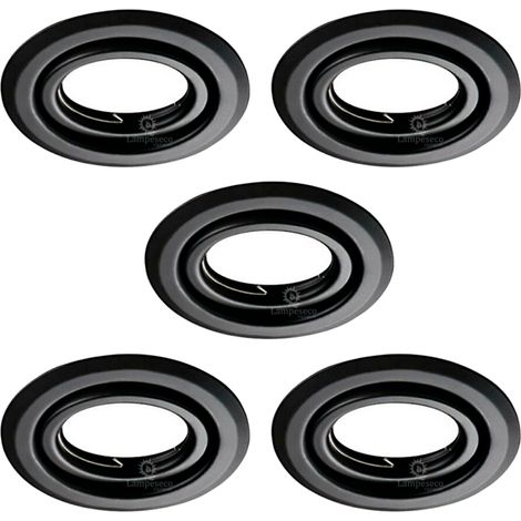 Lot de 5 Spots encastrables orientables Noir Mat avec GU10 LED de 5W eqv. 50W Blanc Chaud 3000K (1/4)