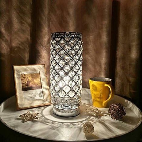 Lampe en cristal, abat-jour de lampe de chevet, lampe de table argentée en cristal au design créatif et tendance, pour chambre d'hôtel, salon ou étagère (ampoule non incluse) - RWELighting / Éclairage (1/5)