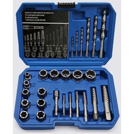 26pcs douille extracteurs de boulons antivol, extracteur d'ecrou endommagés Cr-Mo Matériau 8-19mm (1/4)