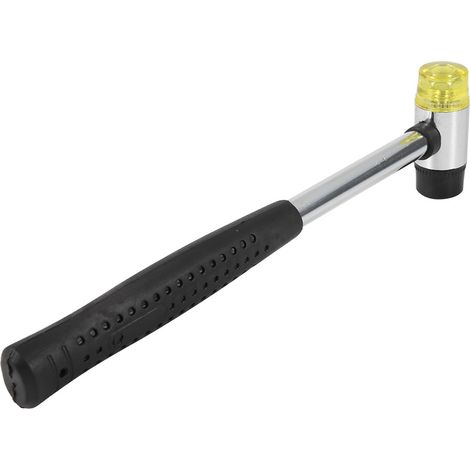 Marteau à double face avec tête en caoutchouc détachable et manche en acier, idéal pour le bricolage en cuir et les travaux manuels (25 mm). (1/5)