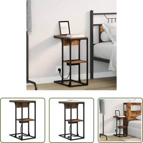Rangement chambre -  Cabinet de chevet Chêne fumé 41,5 x 26 x 60,5 cm (1/5)