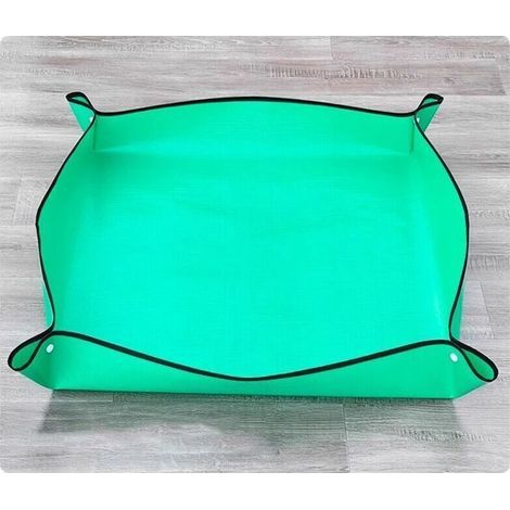 Tapis de rempotage 100 x 100 cm, adapté aux terreaux d'intérieur, plateau pliable et imperméable pour le rempotage, vert (1/4)