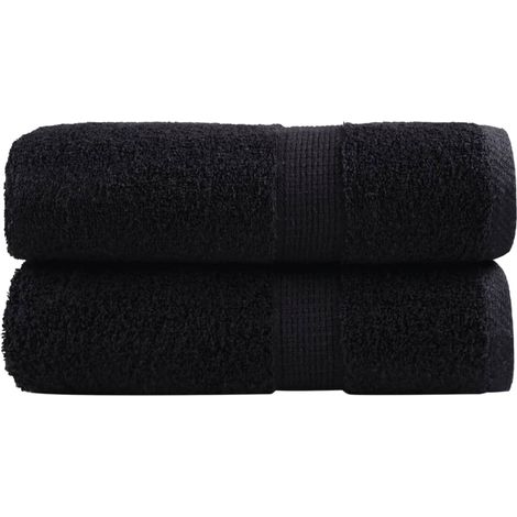 Serviettes de toilette premium SOLUND, lot de 2, noires, 30 x 30 cm, 600 g/m²