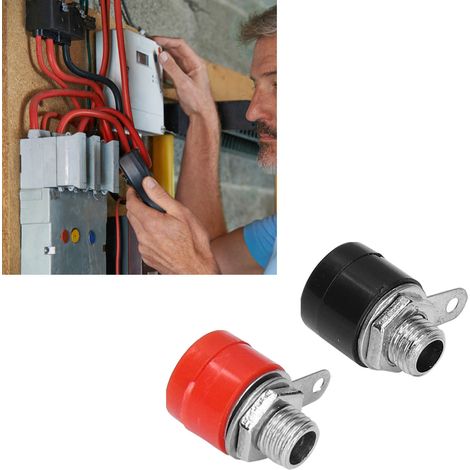 Prise banane 4 mm avec nouvelles bornes de connexion en cuivre en forme de croix, rouges et noires, vendues par lots de 20. (1/5)
