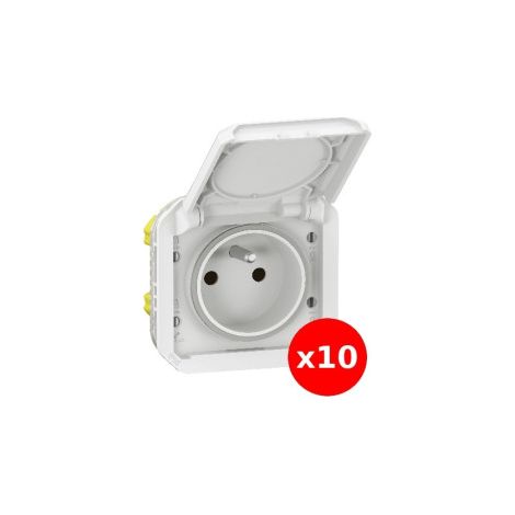 Legrand - Plexo L - LOT de 10 prises de courant 2P+T - 16A - 250V - Composable - Blanc - Ref. : 069621Lx10 (1/4)