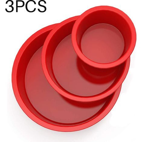 Moule à gâteau en silicone 3 pièces, moule rond 4/6/8 pouces, outil de cuisson antiadhésif pour pâtisserie (1/5)