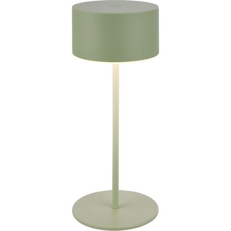 Briloner Lampada da tavolo senza fili Ø8x19cm 2,6W 150lm 2700K bianco caldo dimmerabile verde salvia - Lampada da comodino soggiorno camera da letto balcone
