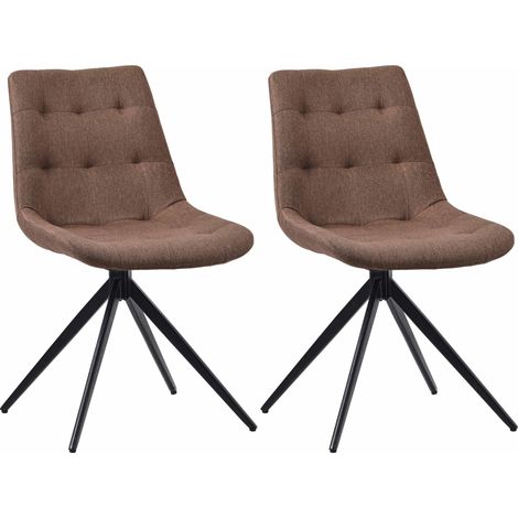 Set di 2 sedie girevoli moderne con gambe incrociate in metallo nero e seduta in tessuto color tortora 100007696