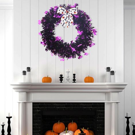Guirlande Halloween - Couronne Porte Chauve-Souris - Décoration Murale Extérieure Intérieure - 38 cm - 1 Pièce (1/5)