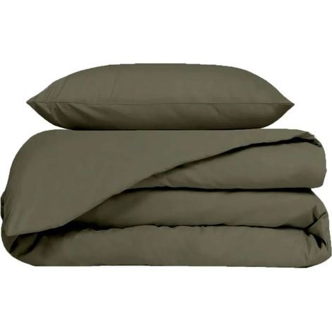 HAOMY - Parure VENEZIA Kaki 260x240 + 2 taies carrees 65x65