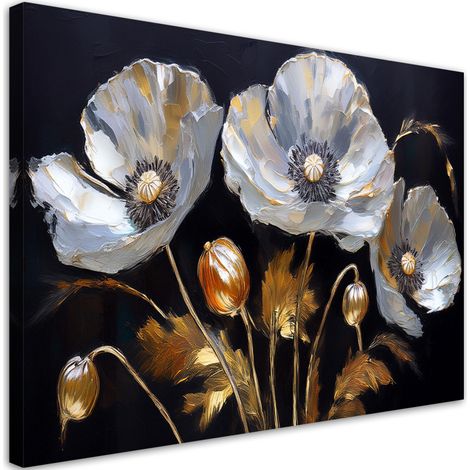 Tableau déco Fleurs de coquelicots Glamour Argent 100x70 (1/5)