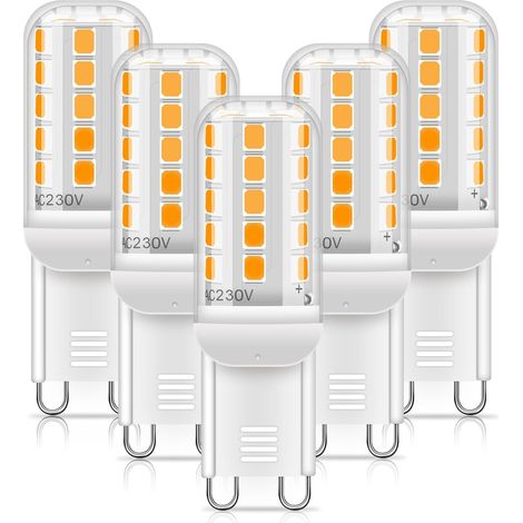 G9 5W Warmweiße LED-Lampe – 5er-Pack – Keramik und Polycarbonat – 450 lm, nicht dimmbar – Für Kronleuchter und Wandleuchten (1/5)