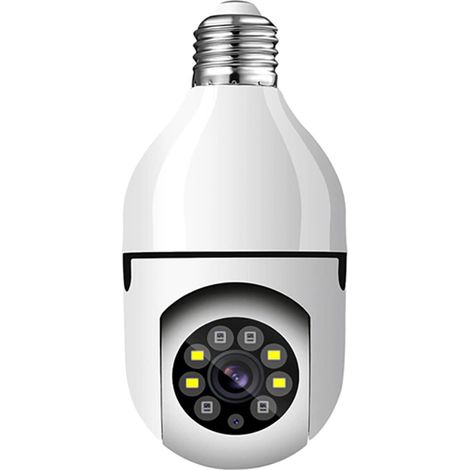 Caméra à ampoule E27, caméra de sécurité PTZ sans fil 1080p avec culot E27, panoramique à 360°, suivi de mouvement automatique, vision nocturne, audio bidirectionnel