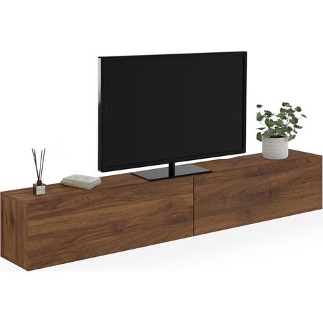 Mobile TV sospeso ELIO 180 cm con 2 ante in legno effetto noce (1/5)