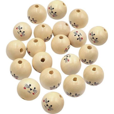 20 perles en bois à faire soi-même - Perles d'espacement rondes en bois pour la création de guirlandes de bijoux-0.6CM (1/2)
