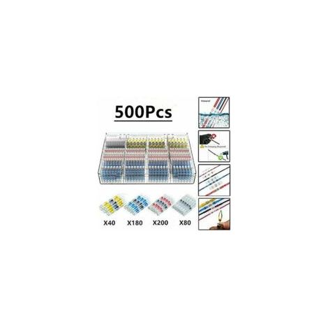 500Pcs Cosses Electriques Souder Gaine Thermorétractable,Maidodo Thermorétractables Souder Bout À Bout Seal Connecteurs Electriques Isolés Etanche Marine Marine Automobile Cuivre,DEBUNS (1/4)