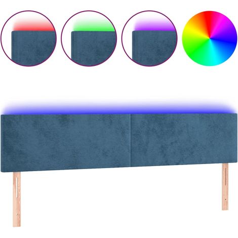 Tête de lit,Panneau décoratif à LED Bleu foncé 180x5x78/88 cm Velours CFW2958254 (1/5)