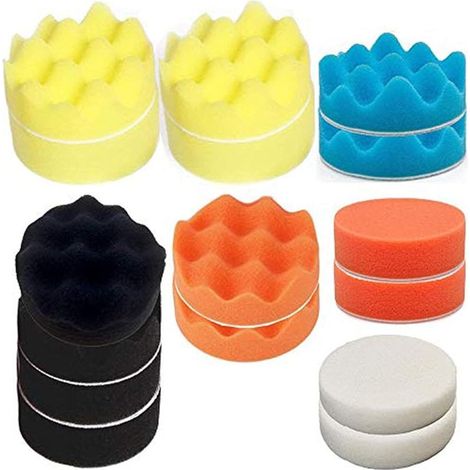 Tampons Eponge de Polissage Cirage Cirage 5 pouces / 125mm, Kit Tampon Tampon, Tampon de Polissage en Métal (16 pièces). (1/2)