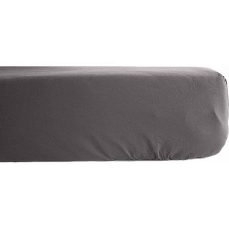 Spannbetttuch aus Perkal aus reiner, gekämmter, langstapeliger Baumwolle 80 Fäden/cm² mit 35 cm Mütze Südwind - Schiefer - 80 x 200 cm Mütze von 35 cm