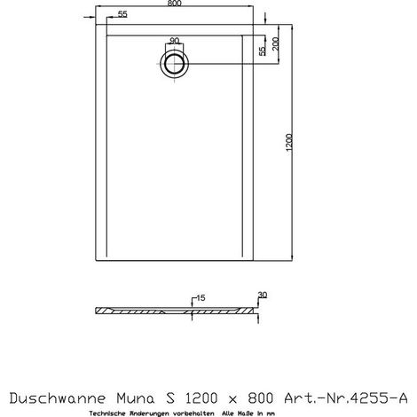 Receveur de douche Hoesch MUNA S 1200x800x30mm blanc