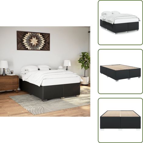 Bettgestell Schwarz 140x200 cm Kunstleder - Bettgestell - Bettgestelle - Bett - Betten (1/5)