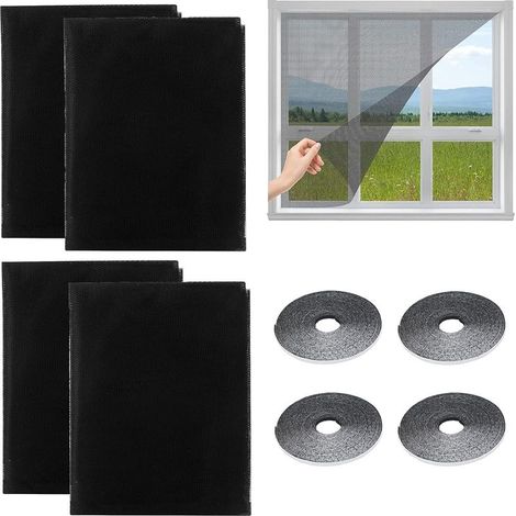 4 Pcs Moustiquaire Fenetre, 150x130cm Filet Écran Insecte Fenêtre Moustiquaire en Maille Filet Avec 4 Auto Rubans Adhésifs,Toile Moustiquaire Découpable,Pour des fenêtres de différents (1/5)