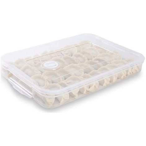 Boîte alimentaire rectangulaire avec couvercle, Boîte de réfrigérateur à une seule couche, Organisateur de nourriture empilable pour garder le poisson, la viande et le fromage frais (1/4)
