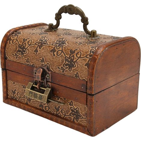 Vintage Handmade Wooden Jewelry Storage Box with Lock - Decorative Family Keepsake Chest, Secret Combination Box, Movie Prop for the (1/5)
