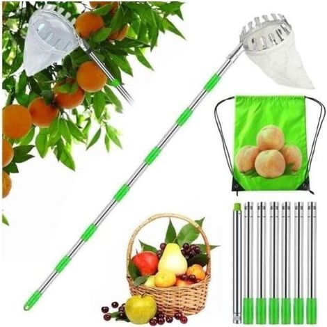 3 M Cueille Fruit Telescopique, Cueilleur de Fruits Amovible, Ramasse Fruits Telescopique, Perche Cueille Fruits Telescopique, Cueille Cerise, Cueille Fruit, Ramasse Pomme, 140mm.