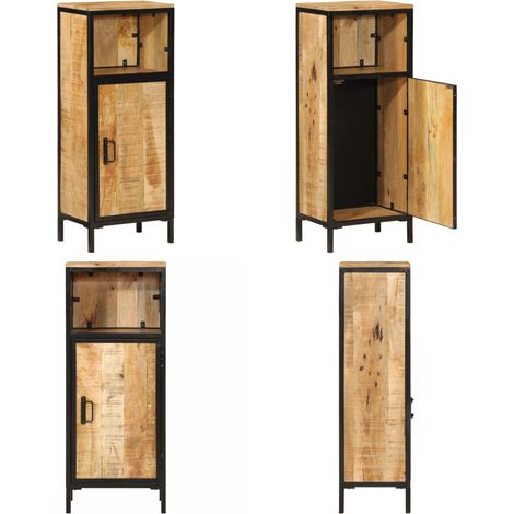 Badschrank 40x27x90 cm Massivholz Mango und Eisen - Holzschrank - Mango Holz (1/5)