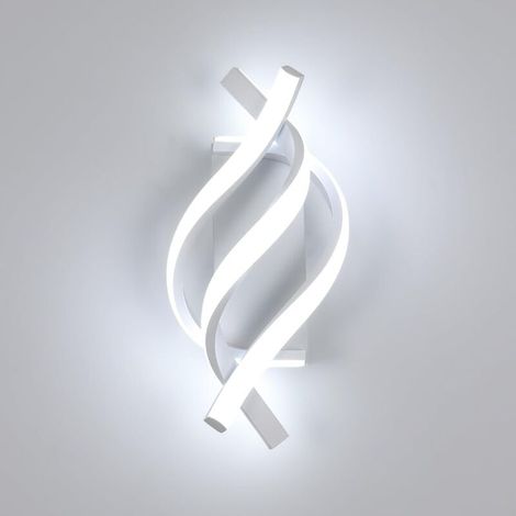18 W Applique murale LED moderne, Applique murale LED incurvée en spirale, éclairage mural pour salon, couloir, escalier,blanc froid 6500 K(Blanc) (1/5)