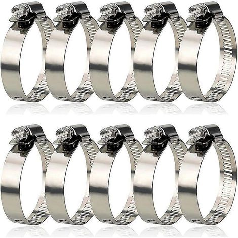 Offre spéciale hiver : lot de 10 colliers de serrage en acier inoxydable 304, diamètre réglable de 27 à 51 mm, pour la fixation des tuyaux de piscine. (1/5)