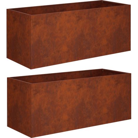 Garden Planter 2 pcs Rusty 80 x 40 x 40 cm Weathering Steel vidaXL